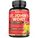 Satoomi St. John's Wort Capsules 摘录补编 - 6 Herbs 等价 5050 mg - 情感平衡,快乐的Mood & Mood支持 - 1 Pack 90 Veggie Caps 3-Month 供货