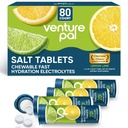 Venture Pal Chewable Electrolyte 板块,80 Counter-Disolve Fast-Disolve 糖无糖棒盐板块 - 快速水分的品种包,户外跑步,徒步,体育 QQ Keto & Vegan 友好 QQ 4 Pack