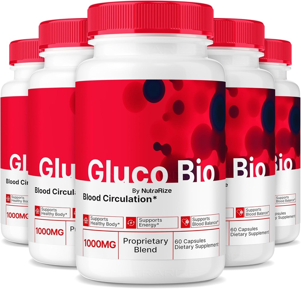 (5 Pack) GlucoBio Capsules,官方Gluco生物血液支持补充,所有支持整体健康与健康的自然公式,维生素药精,GlucoBio审查(300 Capsules)
