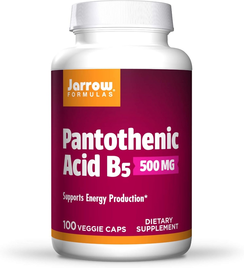 Jarrow Formules Pantothenic酸 B5 500毫克 - 100 蔬菜帽 - 基本B维生素 - 能源生产和代谢支持 - 100 成品,包装3