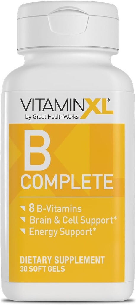 维他命XL B complete是用B1,B5,B6,B12,Biotin,Niacin,Riboflavin和Folate制造的全谱B 复合体,还有Choline和inositol(30个软盖尔斯,30个服务型)
