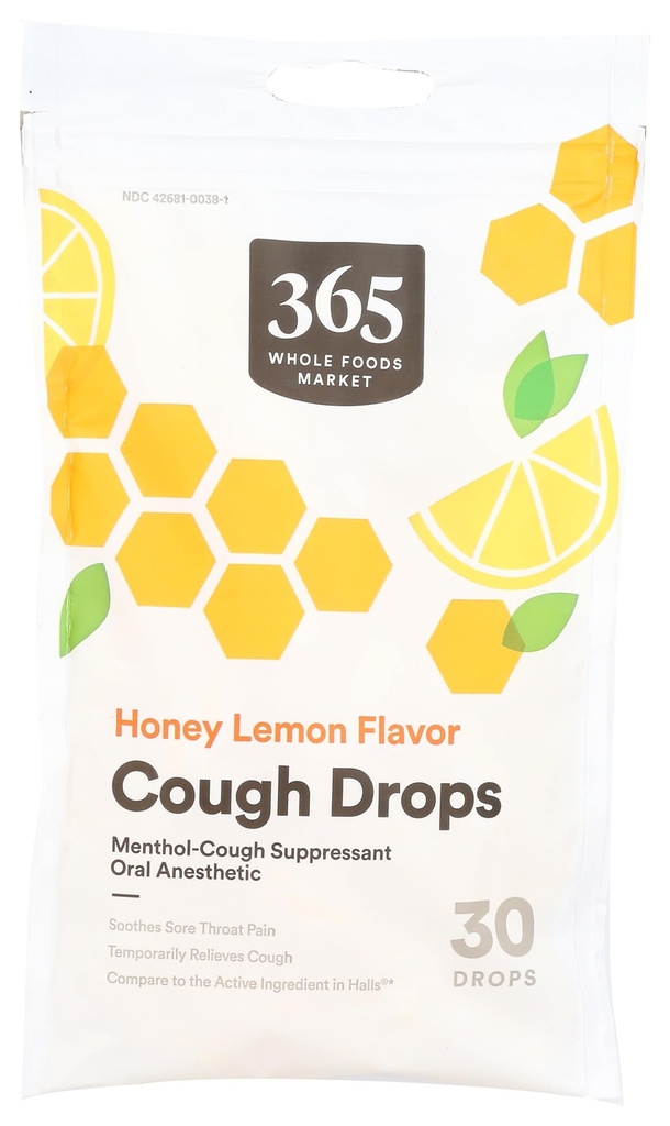 365 由全食品市场,蜂蜜柠檬 cough Drops, 30 Counters