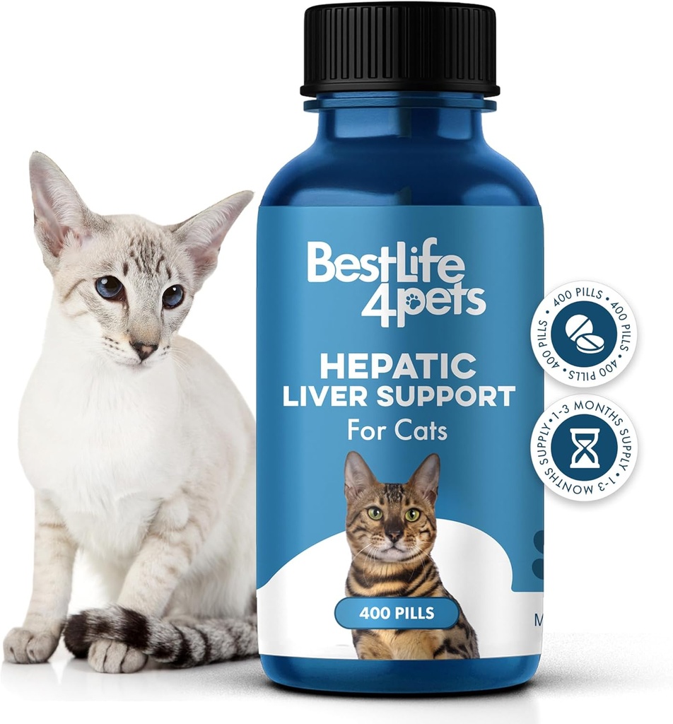 Hepatic Liver Support for Cats Dissolvable,Homeopathic, Digestive Feline Supplement for Liver Detox and Nutrient Absorption 100% All Natural, Easy to Give, Free of Chemicals or Additives, 400 Pills