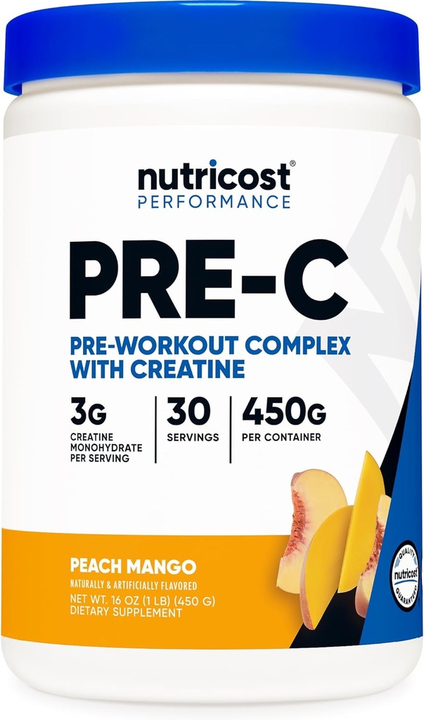 配有Creatine(Peach Mango QQ 30 services)的C前工作综合体 粉末 - Boost Fintes Routines, 450g