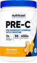 配有Creatine(Peach Mango QQ 30 services)的C前工作综合体 粉末 - Boost Fintes Routines, 450g
