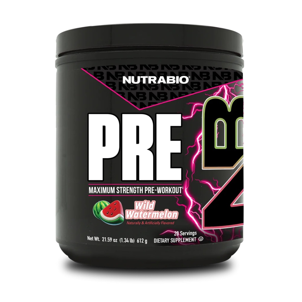 NutraBio Prewoud Powder,西瓜QQ爆炸能源,激光聚焦,极端泵QQ 男女预工作QQ性能,耐力,动力复合,咖啡因,电解质