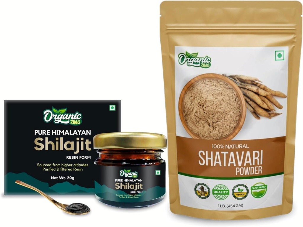 ORGANIC ZING 沙塔瓦里粉剂 - 454g & Shilajit Resin - 20g