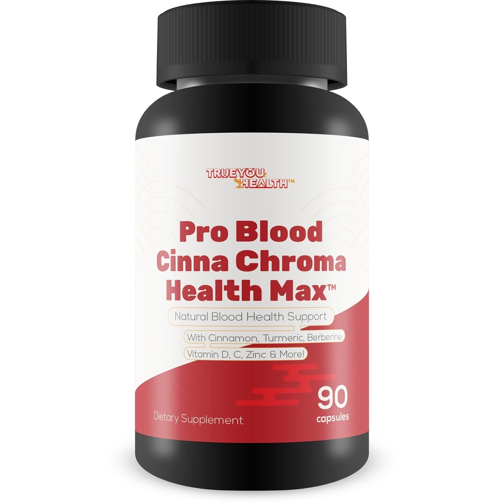 Pro Blood Cinna Chroma Health Max - 天然血液健康支持与肉桂,Turmeric,柏柏林,维生素D,维生素C,锌和更多 - 促进平衡血液健康和改善血液流动