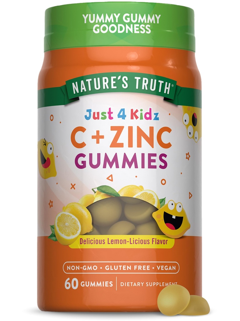 大自然的真理维他命 C Gummys for Kids QQ 与 Zinc QQ 60 Counter QQ Vegan, Non-GMO & Gluten Free (英语).