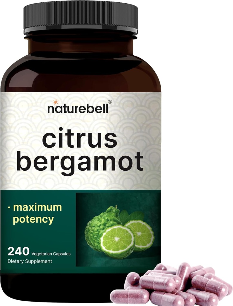 Nature Bell Citrus Bergamot 5,000 mg 等价,240 Veggie Capsules 超强 25:1 水果提取 – 高抗氧化剂水平 – 心脏和免疫支持补充 – Vegan, N-GMO