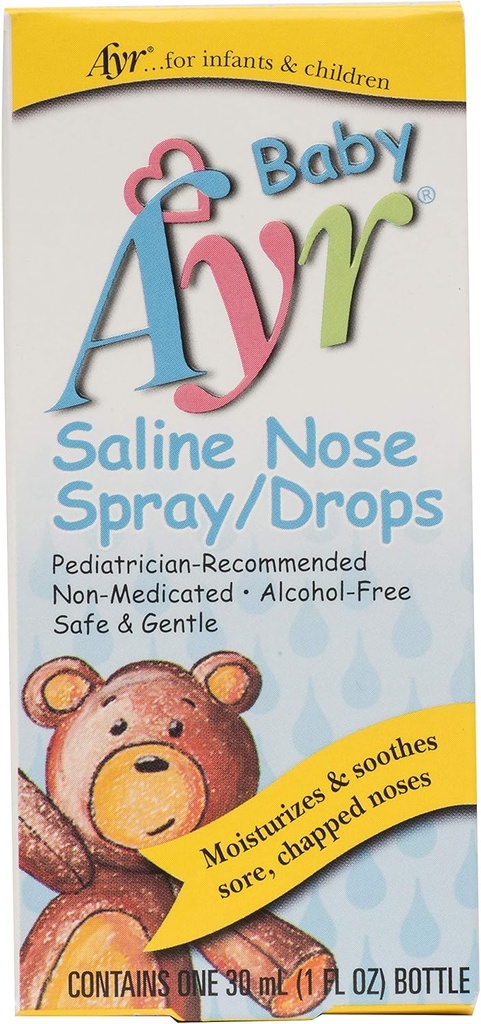 Baby Ayr Saline Nose Spray/Drops, Spray Bottles 1 Fl Oz (Pack of 1) (英语).