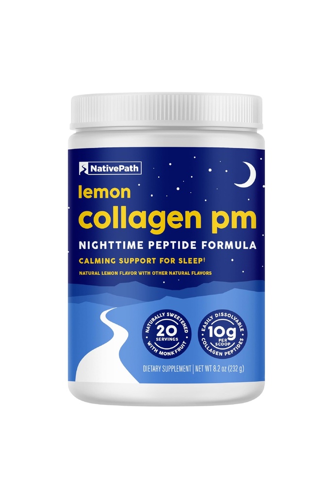 原生Path Collagen PM - 柠檬夜叉Collagen Peptides Powder with Magnesium, GABA, L- Theanine and Melatonin - 20 服务