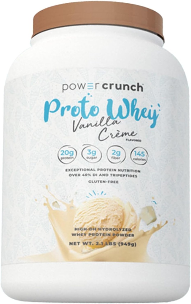 Power Crunch Proto Whey Vanilla Crème 蛋白粉,20g蛋白,26 服务于2.1LBS(949 g)的1个集装箱