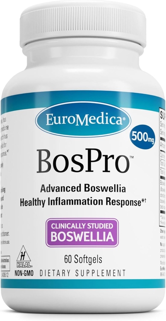 EuroMedica BosPro - Boswellia Serrata 提取补充 - 健康肺部支持的饮食补充 - 草药补充公式 - 60软胶