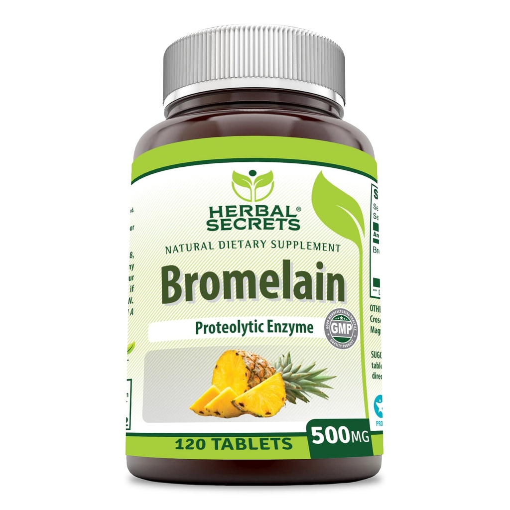 Herbal Secrets Bromelain 补充 500 Mg 平板电脑 补充 QQ Non-GMO QQ Gluten Free QQ 在美国制造 (120 计数)