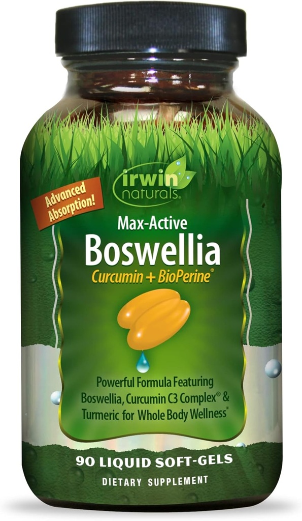 Irwin Naturals Curcumin 亲主动性 - 90 液态软胶 - 与 Curcumin C3 Complex & Boswellia 用于全身健康 - 高级吸收 - 45 服务