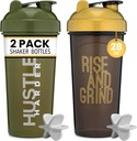 [2 Pack] 28oz 摇摆瓶带有动机引号(黑色/金色 & Moss) QQ 蛋白质摇摆瓶带有混合推进器 QQ Blender 摇摆瓶用于蛋白质搅拌器包装是 BPA 免费和离散安全