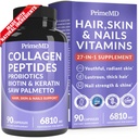 27-in-1 毛皮和直肠维生素(6810mg)与Biotin 10000mcg - 男女科拉根补充剂 - Keratin 与Probiotics和Saw Palmetto, 90ct