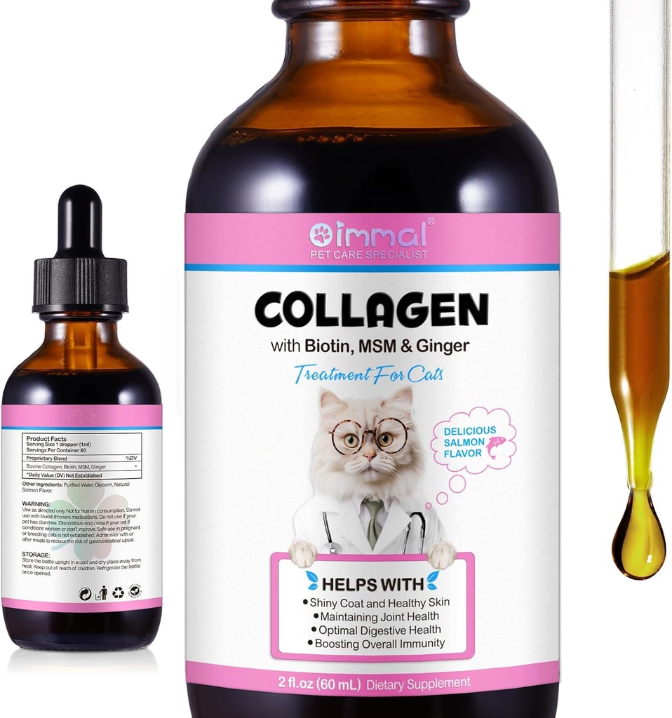 液态Collagen 用于猫皮和煤 用于猫皮的Collagen 用于猫皮的Collagen 用于支持Ich Relief的Collagen 与过敏物联合健康类Collagen Drop,Bovine Collagen,维生素C,Biotin,MSM 2 f.oz
