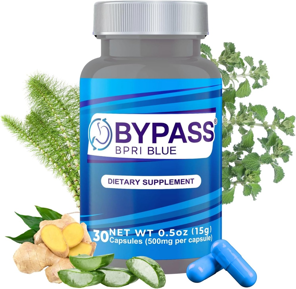 YERBERO Bypass BPRI Blue - BPRI系列中的下一步 - 30个盖帽 - 装扮阿洛·维拉,金洁,萨萨帕里拉根,绿茶,丹德利翁,马尾,和更多 - 每卡普尔500毫克.