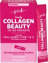PINK Collagen 粉末到 Go 20 旅行包 20 未味的粉末类型 1 & 3 QQ Gluten Free & Non-GMO Grass Fed Peptides