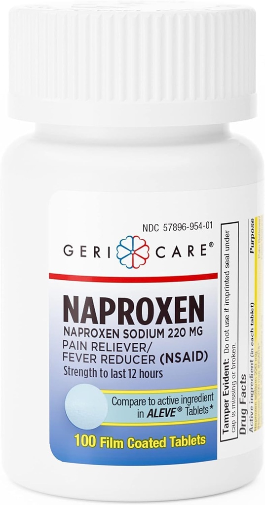 GeriCare Naproxen Sodium 片,220mg(100个计数) - NSAID 头痛、关节炎、肌肉痛、月球十字架 - 电影 - 纳普罗森,防炎和降烧剂