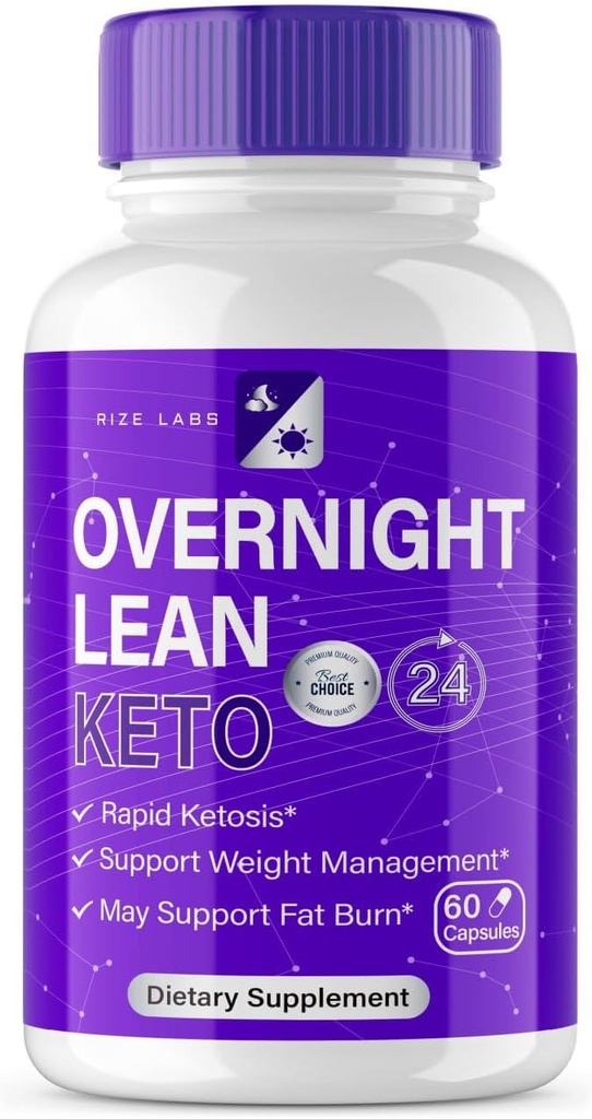 rize 实验室 过夜 Lean Keto Capsules - 过夜 Lean Wight Loss Keto Pills 支持最大力量公式 Keto+ACV 《晚间香草评论》(60页)