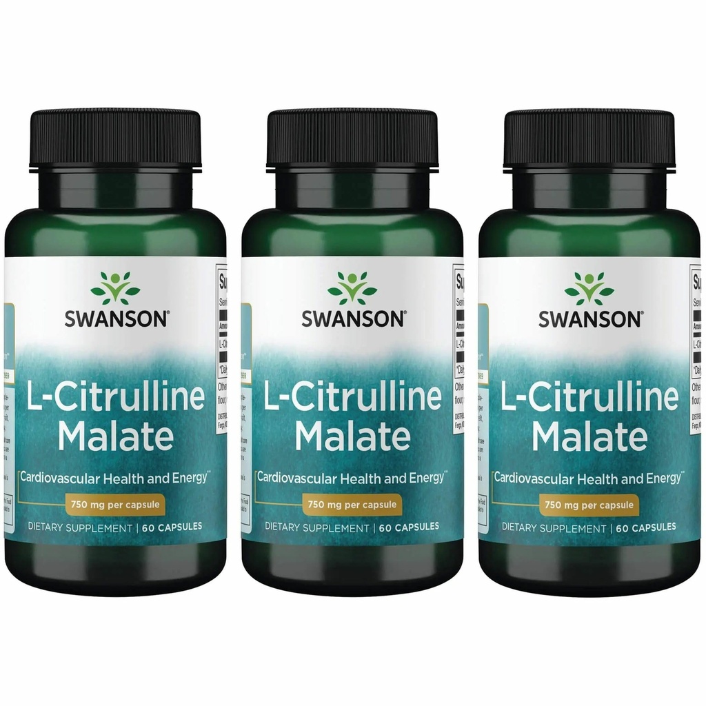 Swanson L-Citrulline Malate -- -- 氨基酸补充剂,促进能源生产和健康的血液循环 -- -- 支持总体健康的自然公式 -- -- (60卡普尔,每包750毫克)(3包)