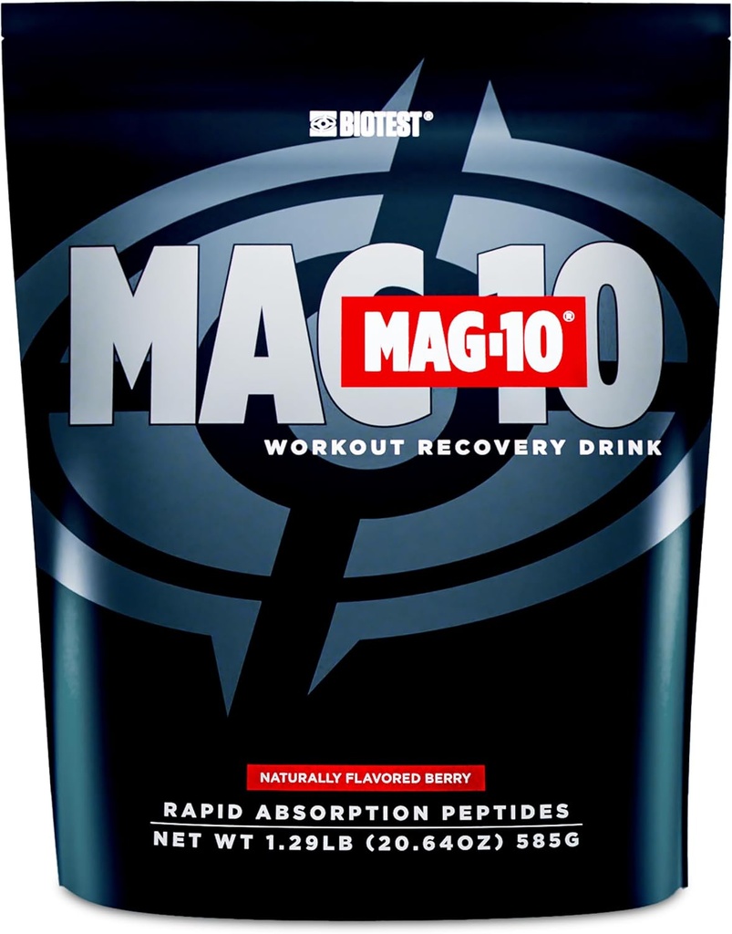 Biotest MAG-10 Post-Workout - 2X Muscle Gains, 15 Servings - 20g Di/Tri-Peptides, 7g HBCD, 3.5g Isomaltulose - Berry