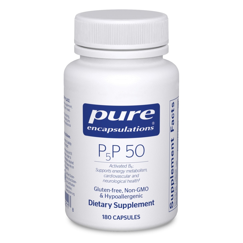 纯封装 P5P 50 - 活维生素B6 - 支持能量代谢和脑健康* - Gluten Free & Non-GMO - 180 Capsules