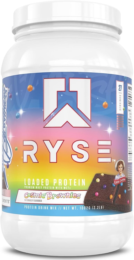 RYSE 负载蛋白粉 - 小黛比·宇宙·布朗尼 - 25g Whei 蛋白质隔离 并专注于先生纤维和MCTs - 低碳,低糖,消化友好 - 27 services / 2 lb Tub