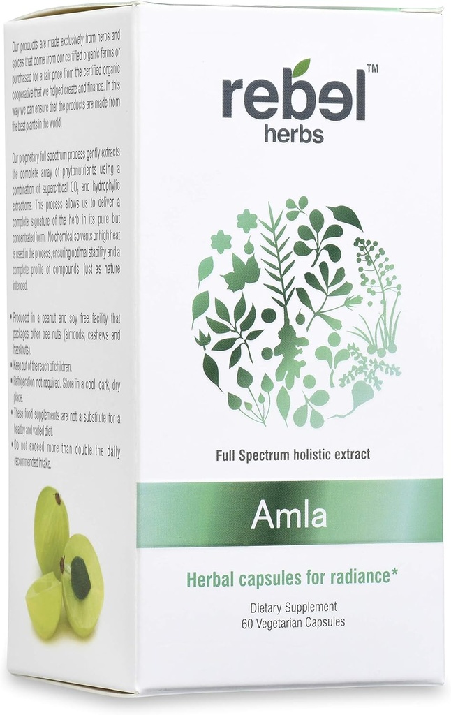 叛逆草药 Amla Capsules(阿马拉基) - 免疫支持,Vegan,Gluten-Free,Ayurvedic,抗氧化剂,认证有机安拉