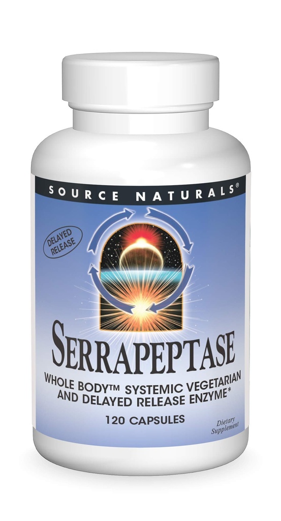 源代码:Naturals Serrapeptase - 延迟释放酶 - 120 植物卡普尔