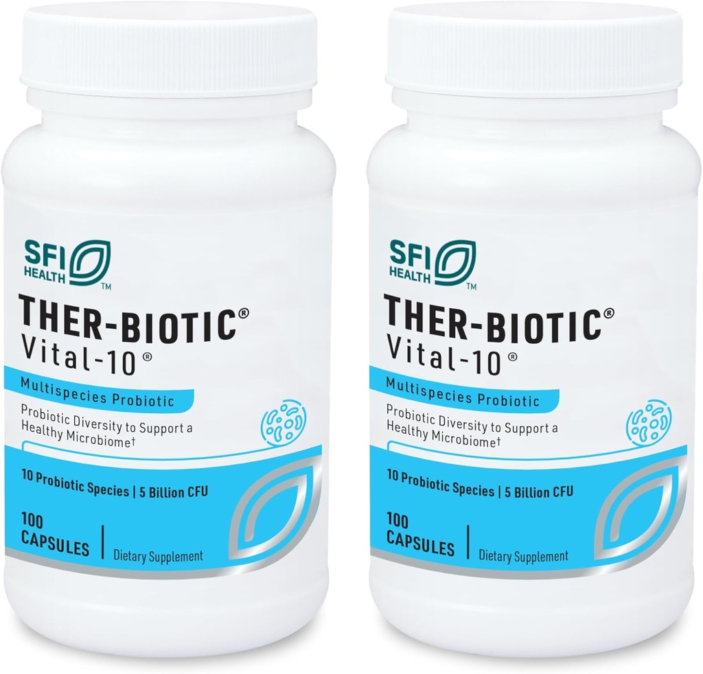 Klaire Labs SFI 健康 Virtual-10 Probiotic - Immune 和 Digestive Supports 5 illion CPU 10物种与乳酸菌,Bifidobacterium & Streptococcus,无乳酸菌(100 Capsules,2 Pack)