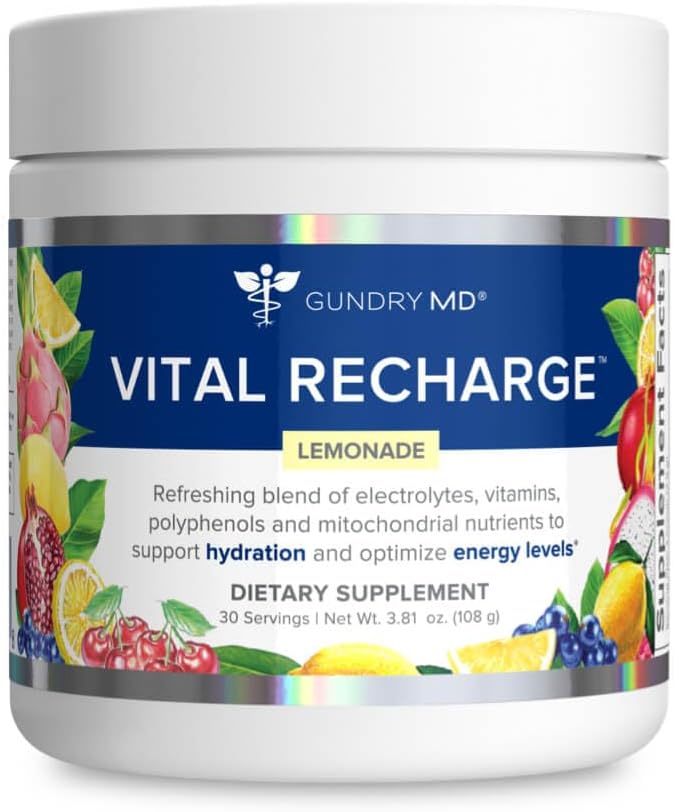 Gundry MD 生命充电补充剂 Powder - 带有电解质的先进能源公式 - 支持 ATP 供应 - 30 services