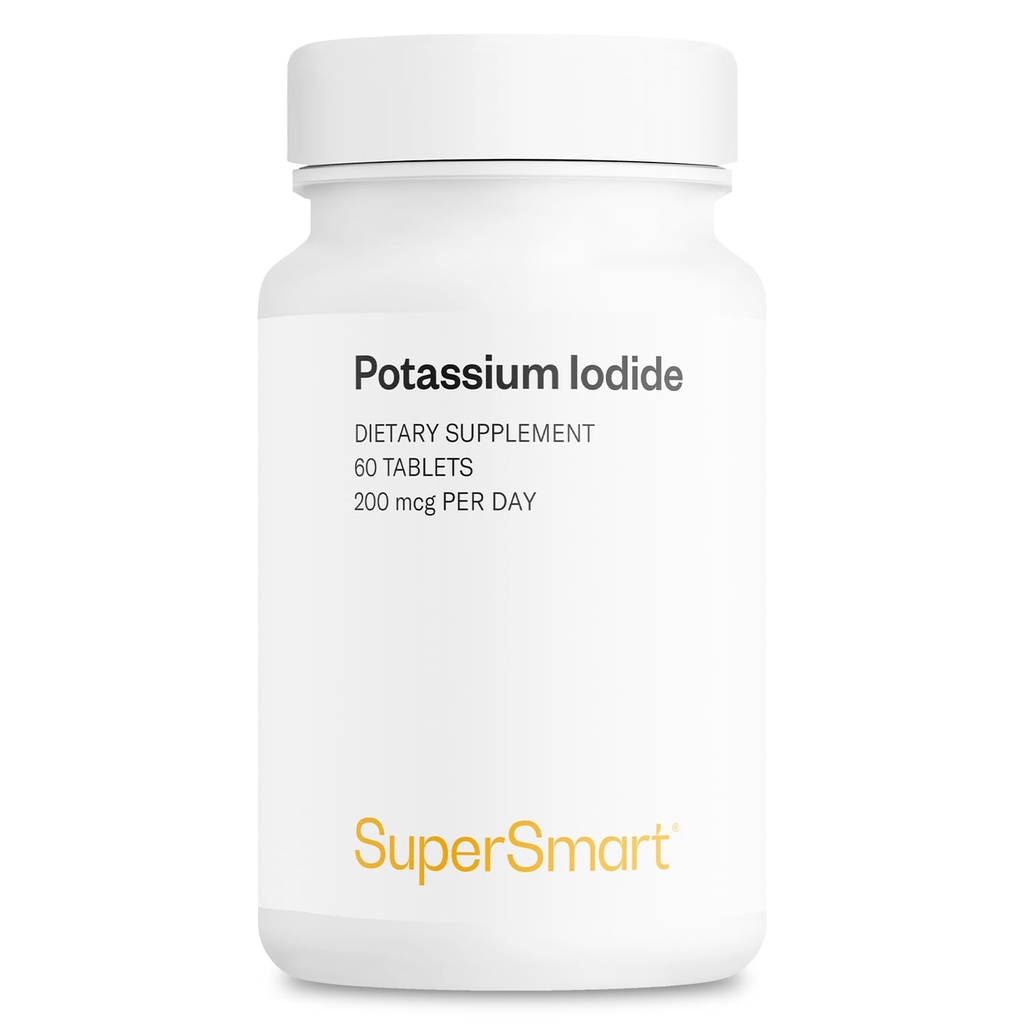 SuperSmart - 碘化钾KI 200mcg/日(稳定碘) - 高发性盾牌 | Non-GMO & Gluten Free | 60片