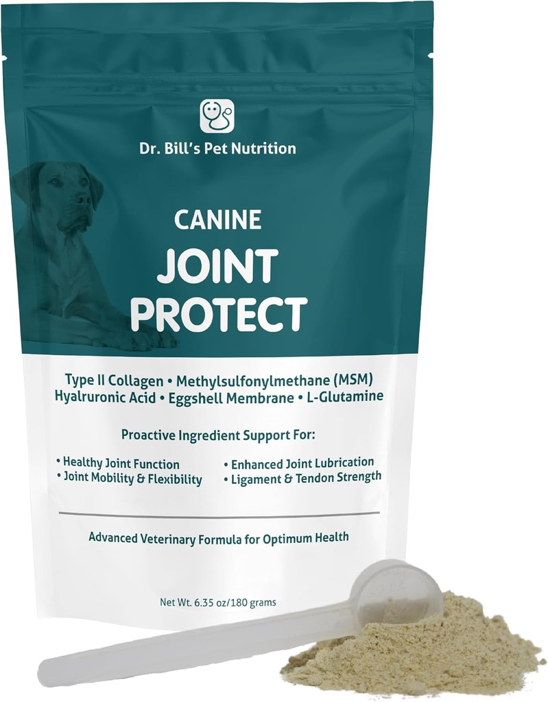 Bill博士的警犬联合保护 – 联合支持狗 – 联合支持 – 支架和Tendon 力量 – Collagen Type, Hyaluronic Acid, Eggshell Membrane 和 L-Glutamine