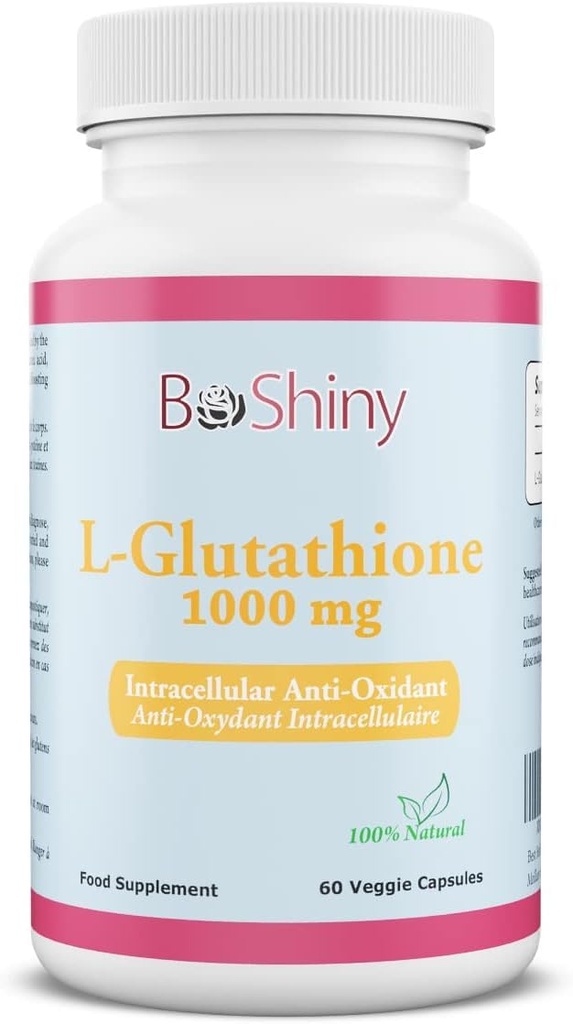 L Glutathione 皮肤光亮 亮药丸 1000 mg 抗氧化剂抗衰老 支持肝脏健康与戒毒 帮助Immune和大脑功能 减少自由的激进损害 Vegan 60 Capsules