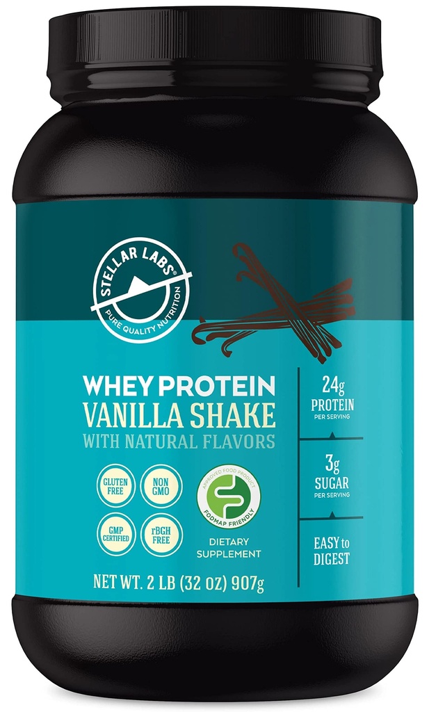斯特拉尔实验室 Whey蛋白粉 配有 BCAA 的 & Whey Isolate QQ 认证 低FODMAP,非 GMOO, Gluten Free, Soy Free, 低卡布, Keto, 配有 Stevia QQ All Natural Lean Powerout Shakes QQQ 香草