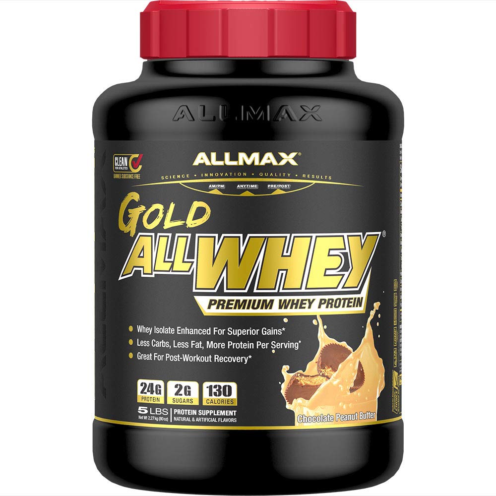 AllMAX Gold Alwhey,巧克力花生酱 - 5磅 - 24克蛋白质 Per Scoop - Gluten Free, Low Carb & Low Sugar - 大约 71种
