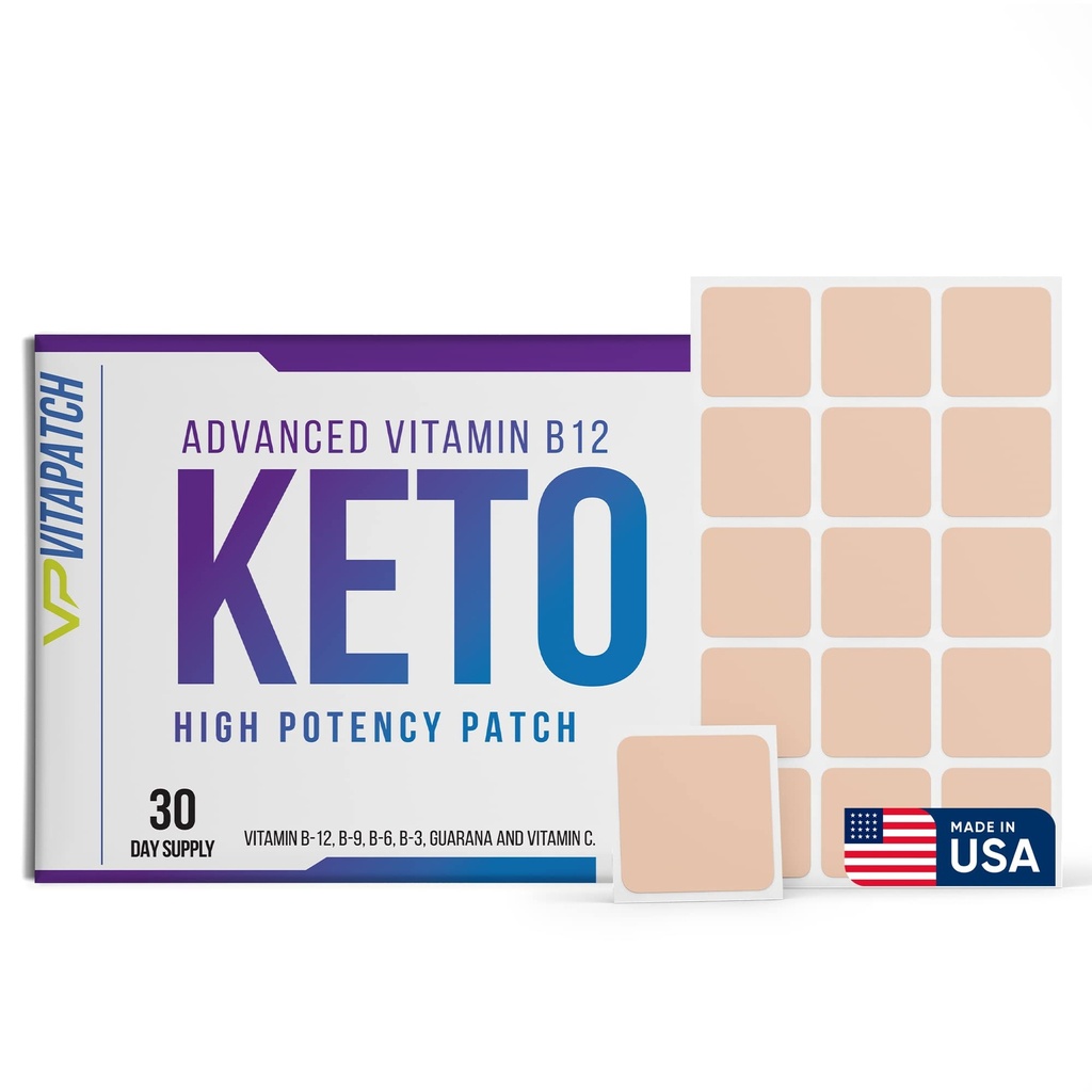 Keto 补丁与 B12 甲基科巴拉敏和维生素瓜拉纳 B12 能量补丁 - 30日供应 Keto 和维生素 B12 补丁 - 美国制造