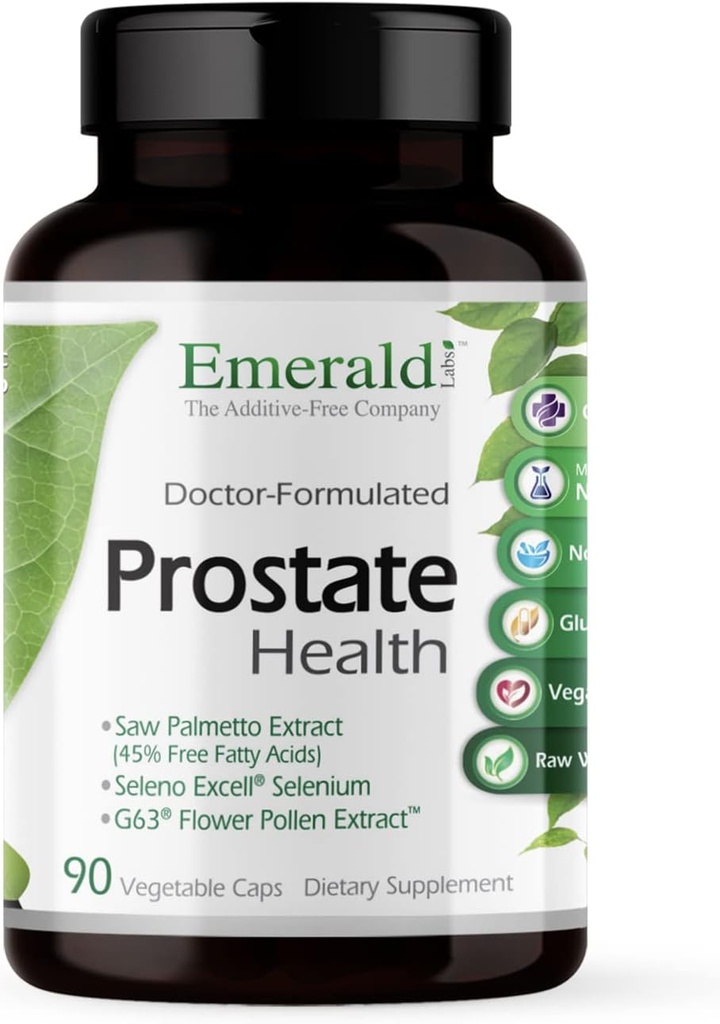 EMERALD LABS 前列腺保健 -- -- 与Saw Palmetto、Lycopene、Stinging Nettle & More* -- -- Vegan & Gluten-Free -- -- 90个蔬菜罐头(30天供应)的前列腺支助补编