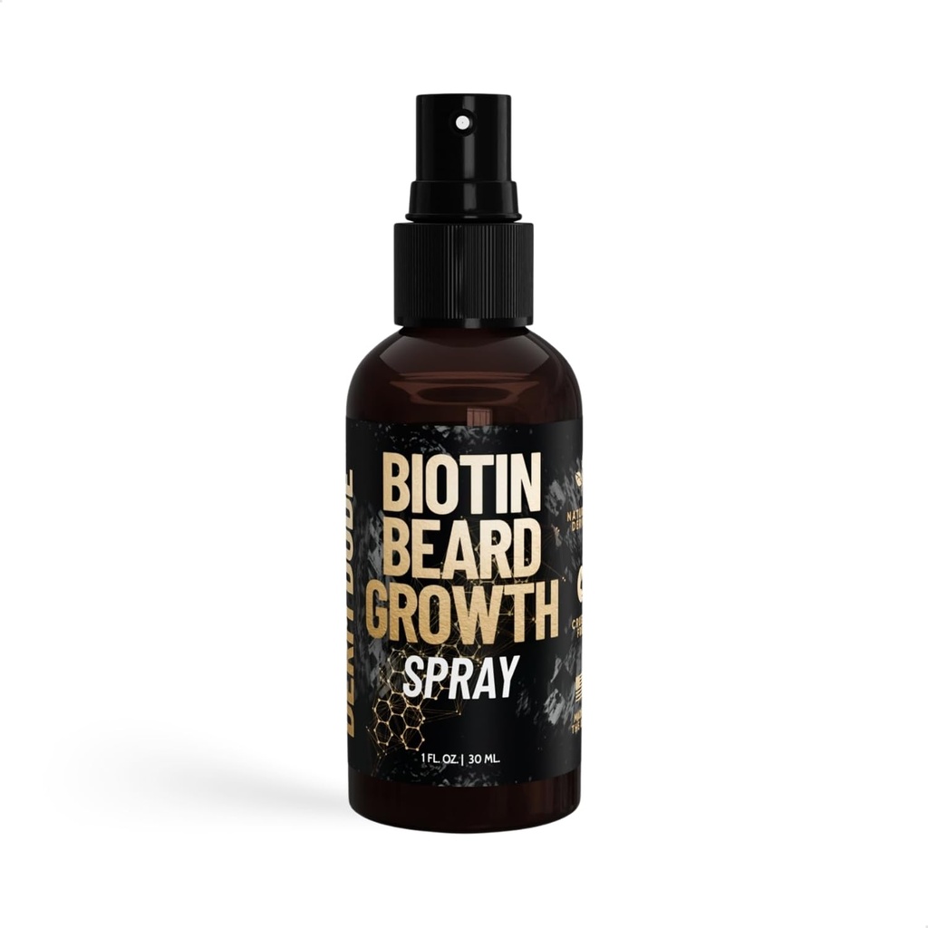 Derm Dude Biotin Beard Growth Spray for Men 与Biotin & Bamboo提取物一起设计,促进毛发生长。