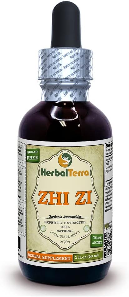 Zhi Zi, Gardinia (Gardenia Jasminoides) 丁香,有机干果液体提取物(Brand name:Herbalterra, Proudly made in USA) 2 fl.oz (60毫升)