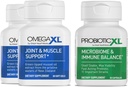 OmegaXL 强大的联合和肌肉支持 补充 60 计数(2 Pack) & Probiotic XL - PreforPro, DE111, 大陆架稳定 - 促进健康脂肪植物生长(30个蔬菜帽)