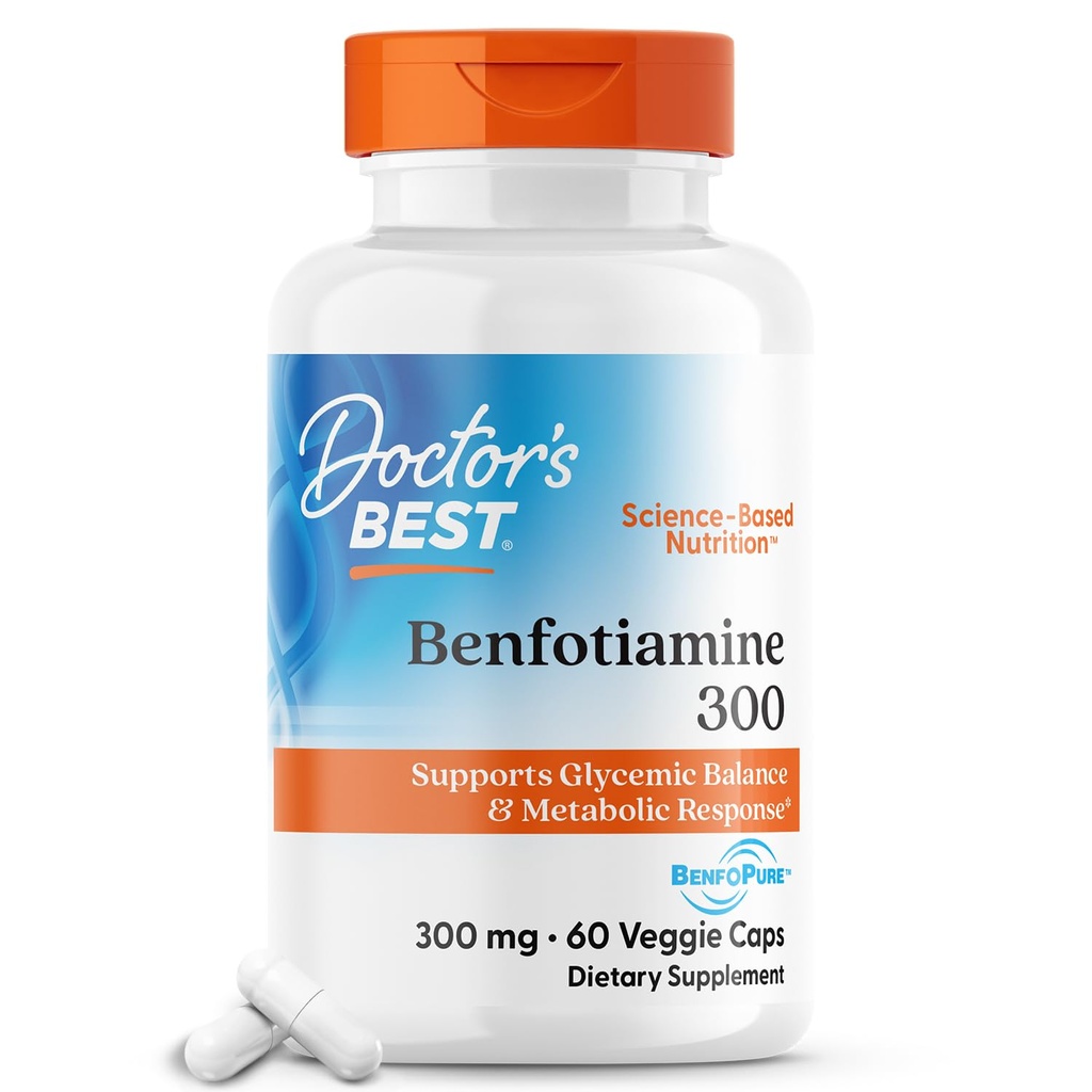 医生最佳Benfotiamine 300与Benfopure, 帮助保持健康的葡萄糖代谢, 非GMO, Vegan, Gluten Free, Soy Free, 300 mg, 60 Vegie Caps
