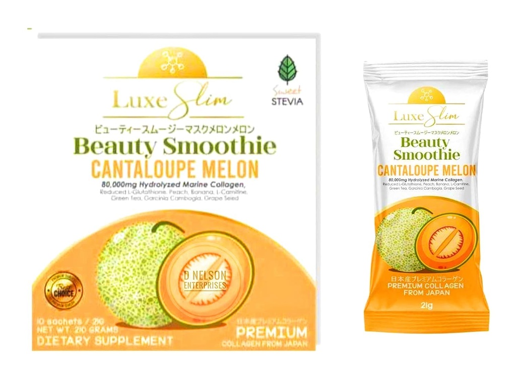 美人滑冰 Cantaloupe Melon,80,000mg 水解海洋Collagen,21gx10 Sachets, 7.4075 Ounce