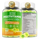 男子50++,无糖男子多维他明Gummys w/Omega-3,Coq10,D3k2,钙,镁,锌,维生素A,C & E,男子维生素HRt,抗氧化剂,脑,骨,60cts