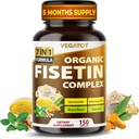 VEGATOT 有机菲塞廷综合体 7-in-1 公式 QQ 与 Quercetin, Resveratrol, Ashwagandha, Maca Root, Turmeric, 黑辣椒 150 Capsules QQ 非GMO, Gluten-Free