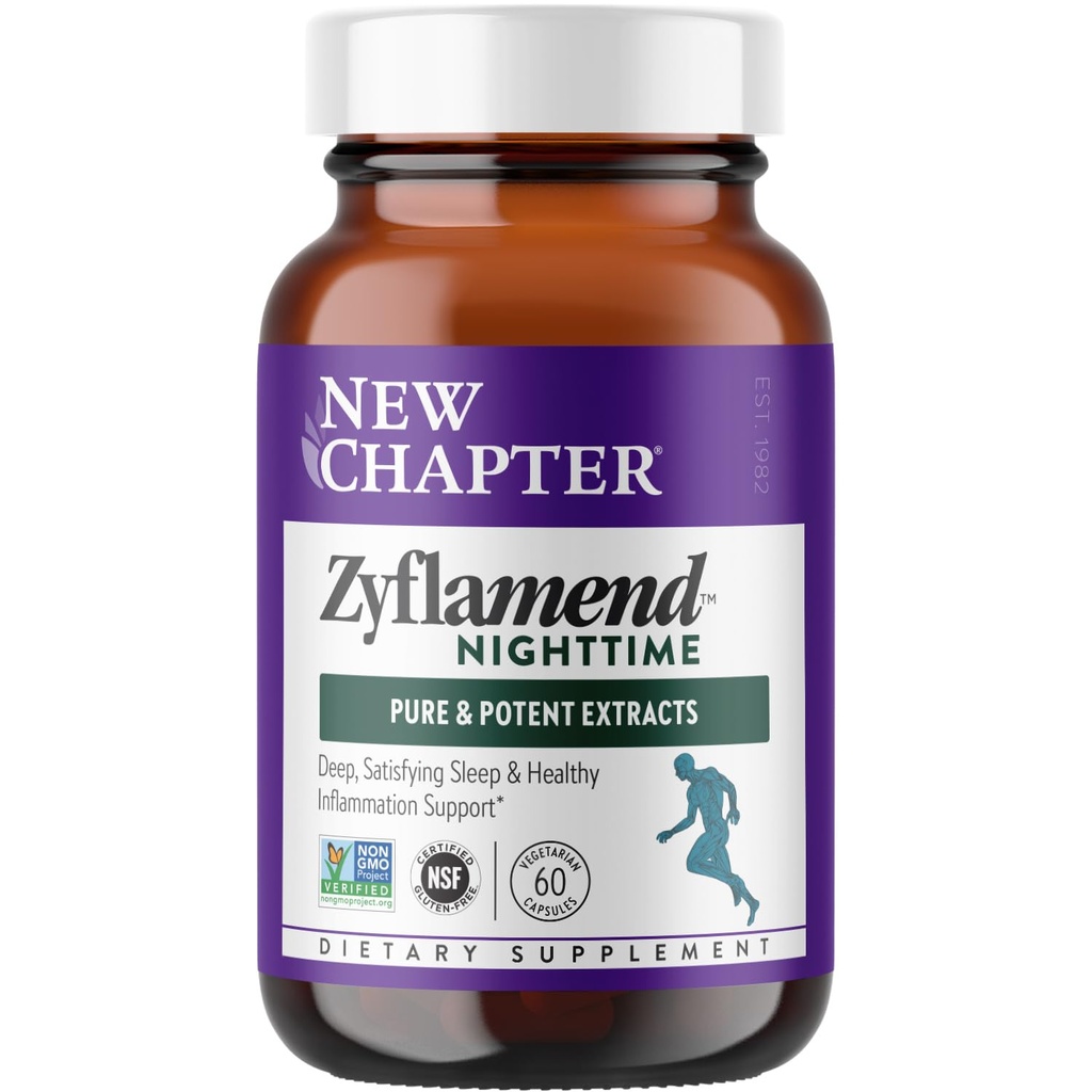 新章节睡眠援助 — Zyflamend 睡眠支持的夜晚时间 Turmeric + Valerian root + Lemon Balm + Holy Basil, Vegetarian Capsules, 60 Counter